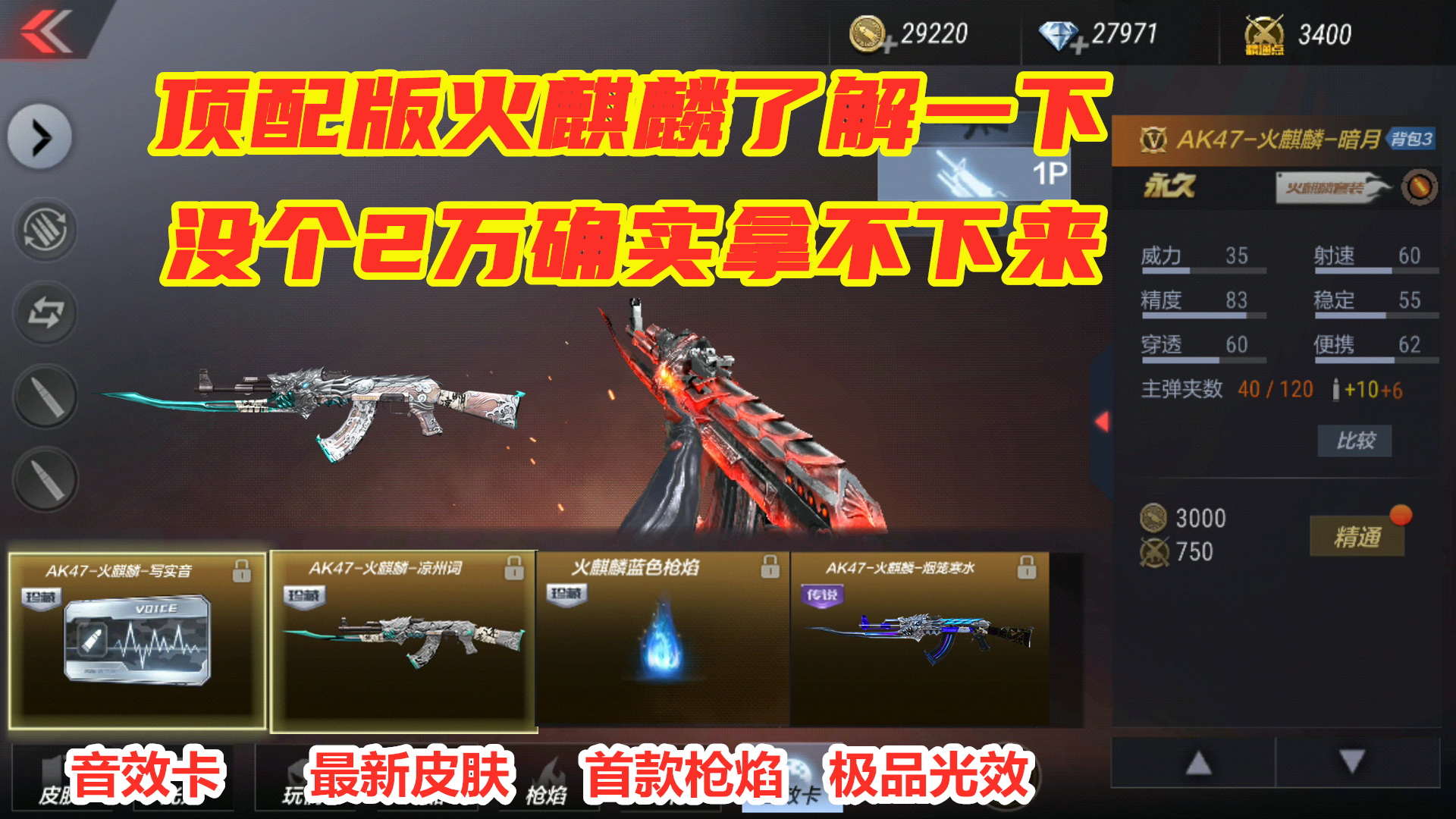 CF手游:顶配版火麒麟了解一下,没个2万确实拿不下来!